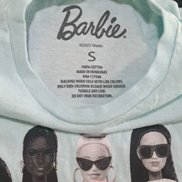 Barbie Shirt Top Women's Small Blue Multicolor Together We Shine Barbiecore NEW - Picture 3 of 6